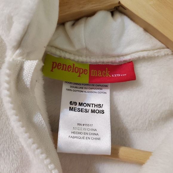 Penelope Mack 6-9 MO Fuzzy White Bunny Costune Onesie - Picture 3 of 4